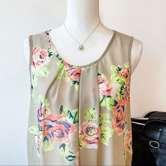 🍋 Bobbie Brooks • Semi-Sheer Sleeveless Floral Top - Picture 2 of 8